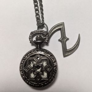 Gothic Silver Pocket Watch Necklace